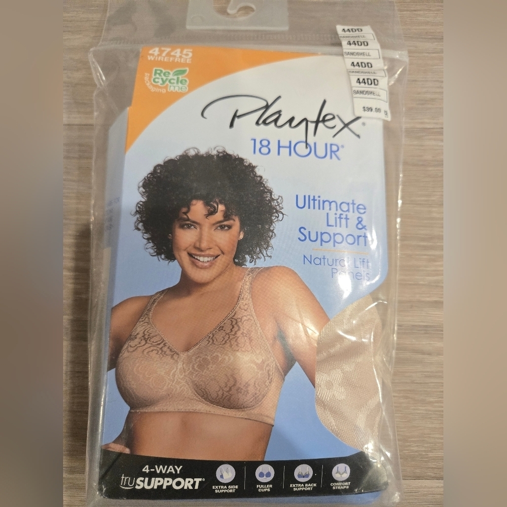 Playtex Sandshell 18 Hour Ultimate Lift and Support Bra, US 44DD New